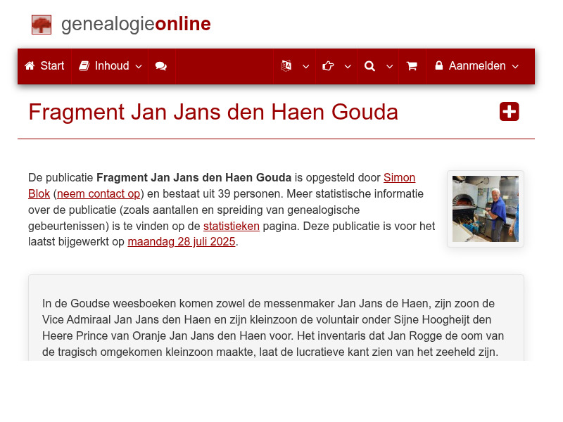 Screenshot van website