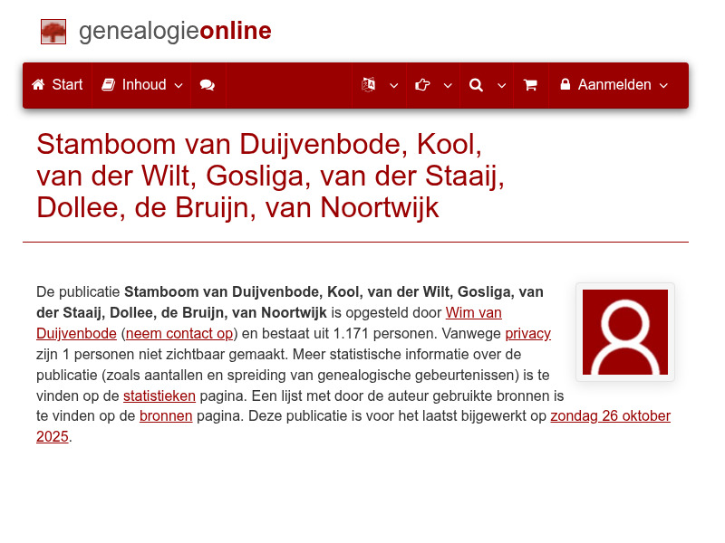 Screenshot van website