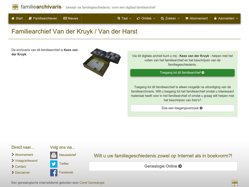 Screenshot van website