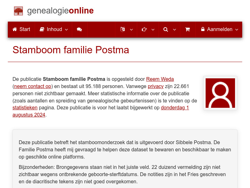 Screenshot van website