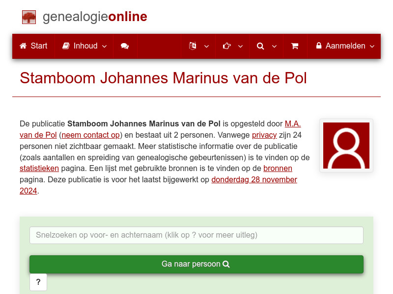 Screenshot van website