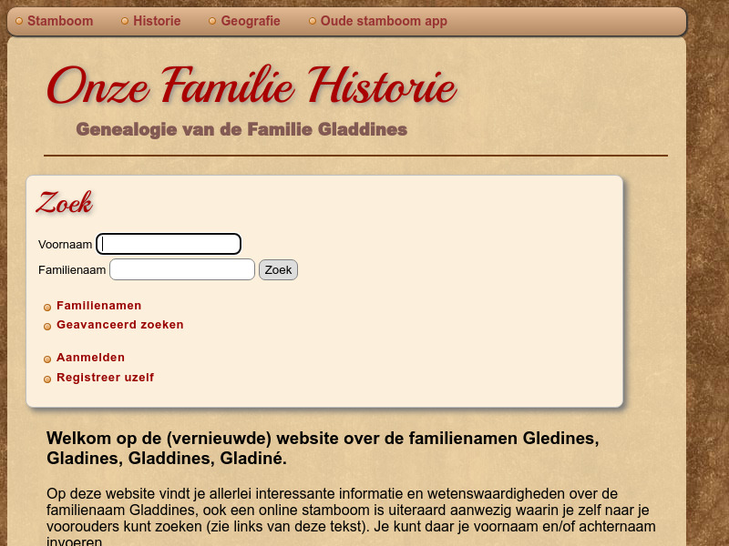 Screenshot van website