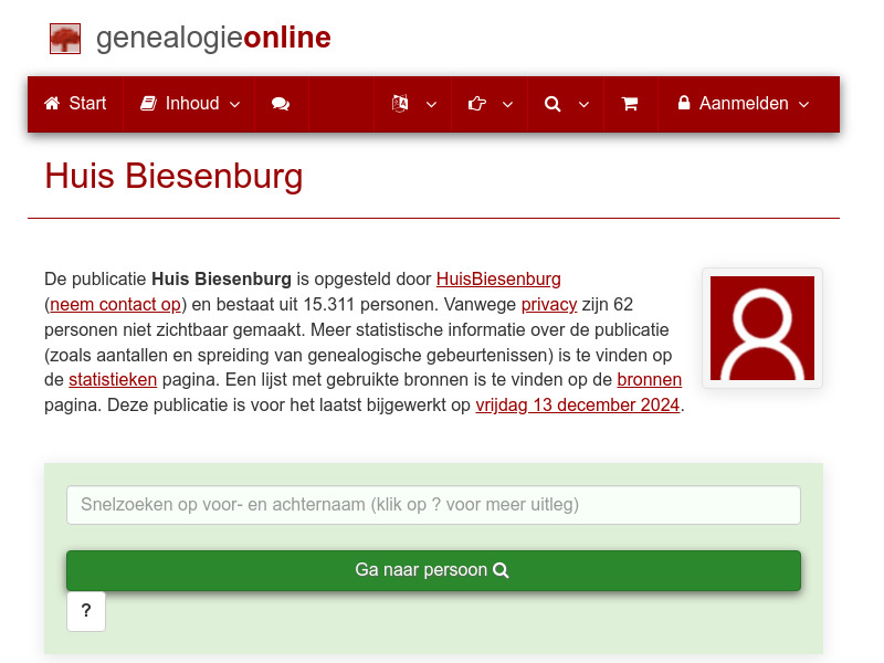 Screenshot van website