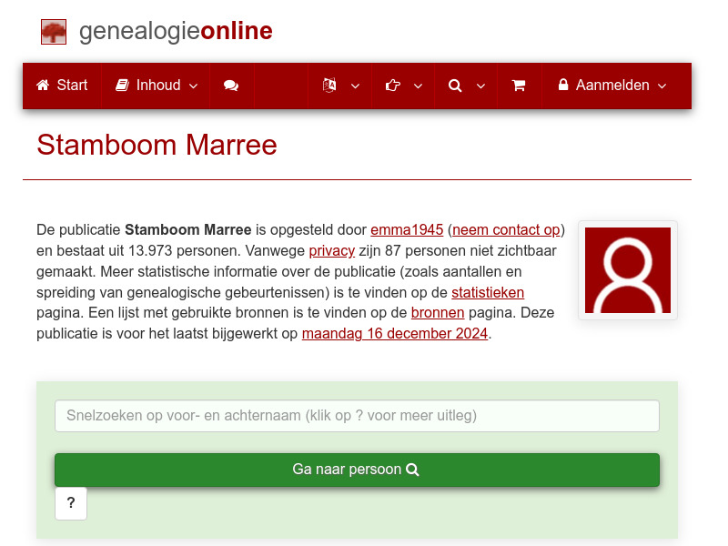 Screenshot van website