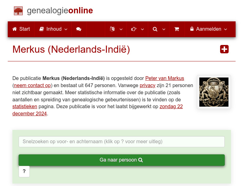 Screenshot van website