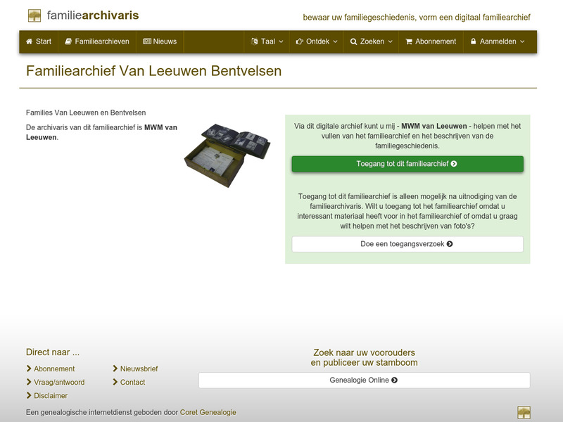 Screenshot van website