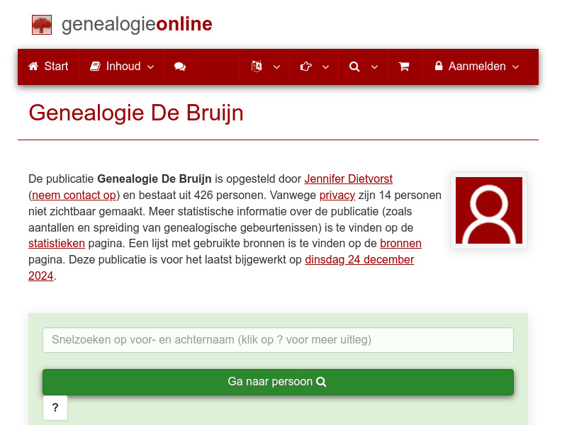 Screenshot van website