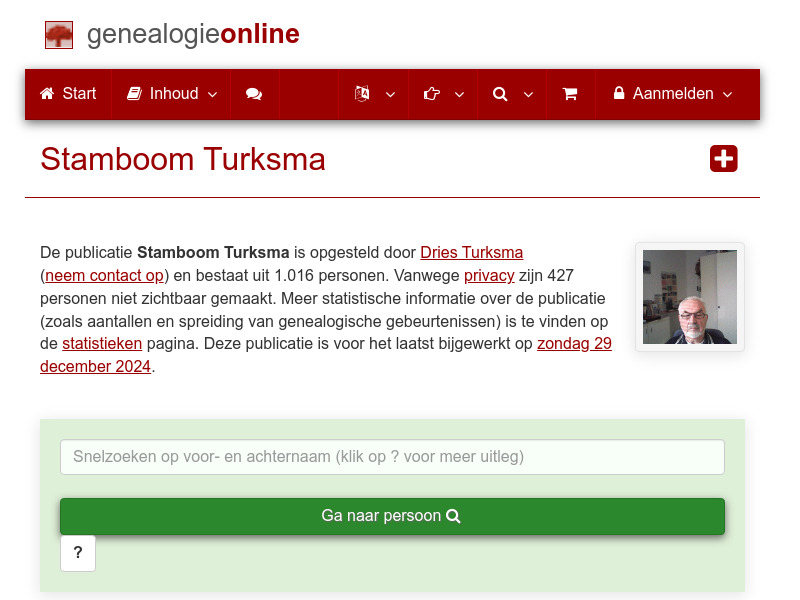 Screenshot van website