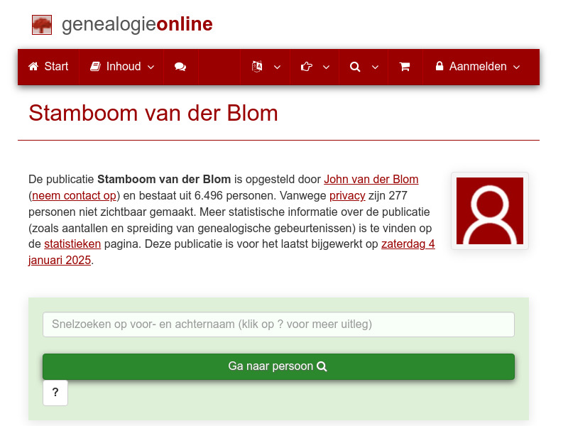 Screenshot van website