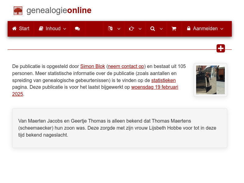 Screenshot van website