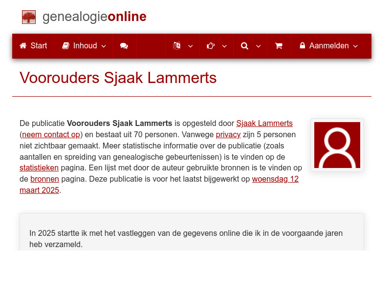 Screenshot van website