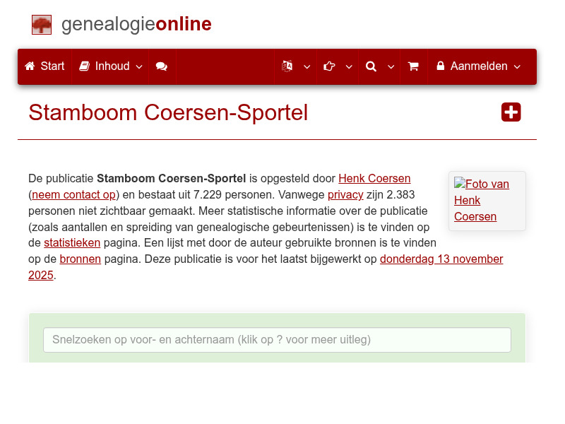 Screenshot van website