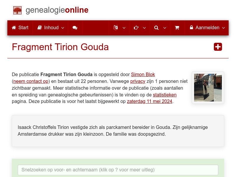 Screenshot van website