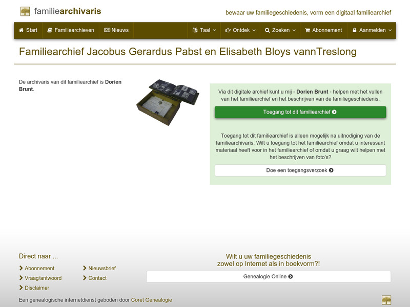 Screenshot van website