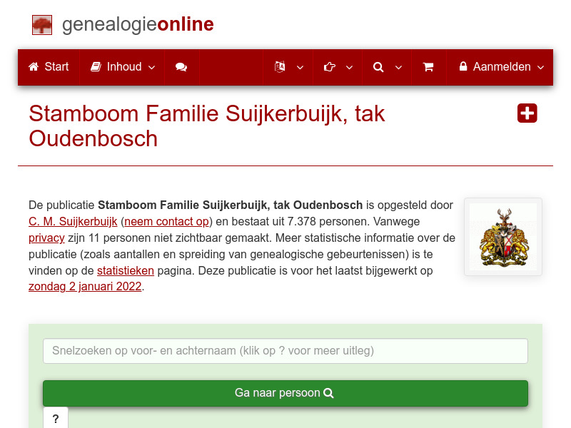 Screenshot van website