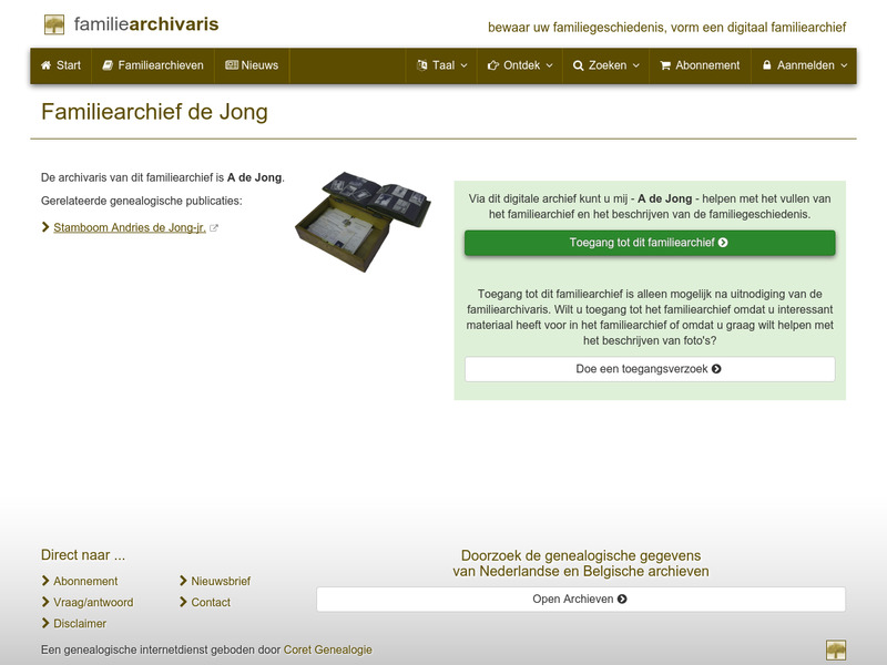 Screenshot van website