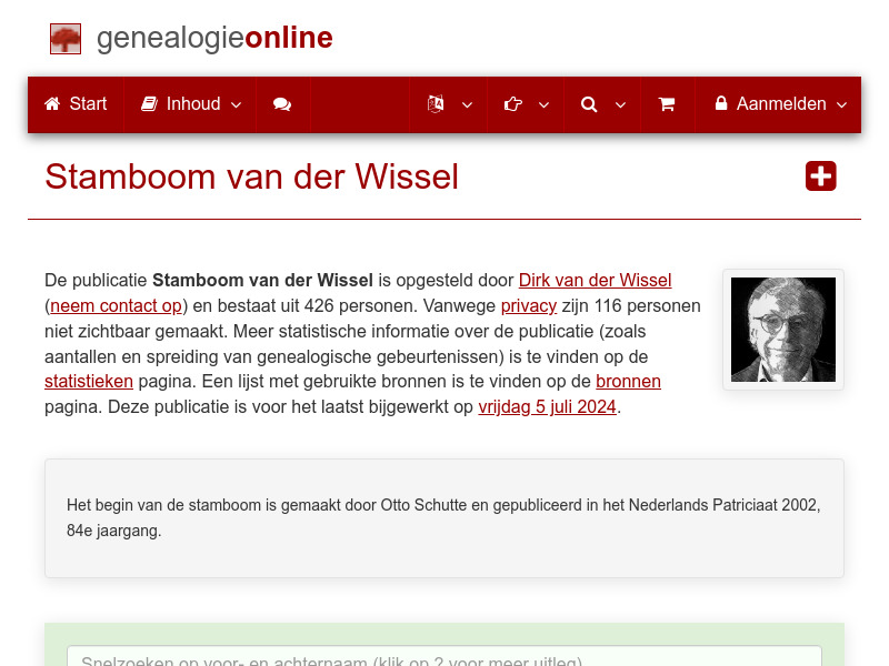 Screenshot van website