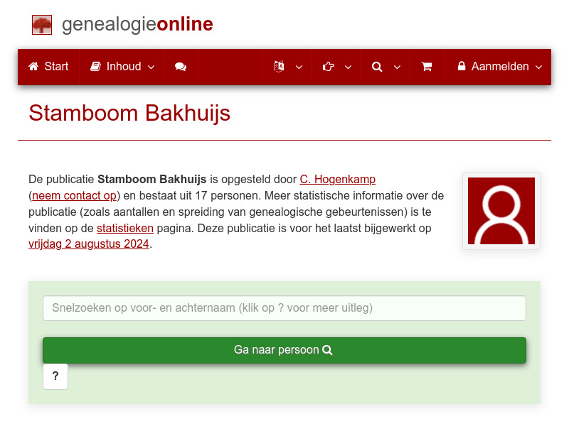 Screenshot van website