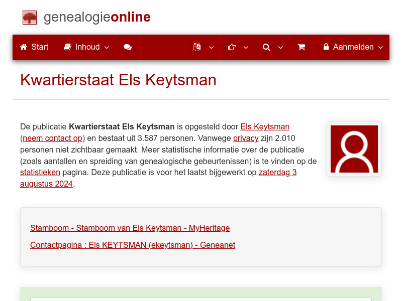 Screenshot van website