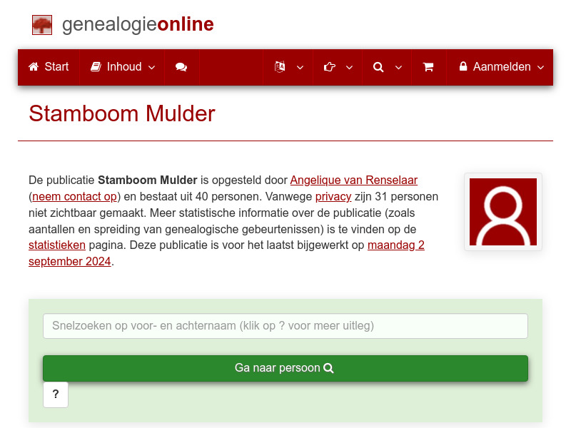 Screenshot van website