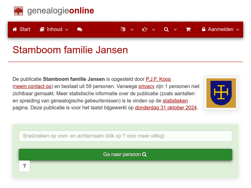 Screenshot van website