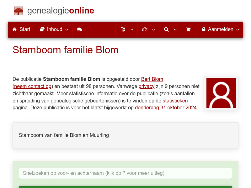 Screenshot van website