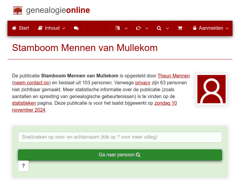 Screenshot van website