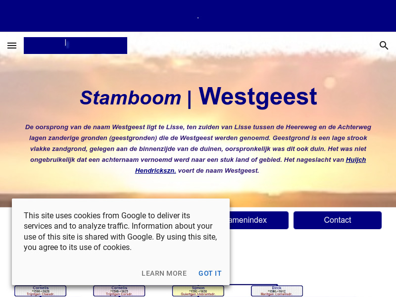 Screenshot van website