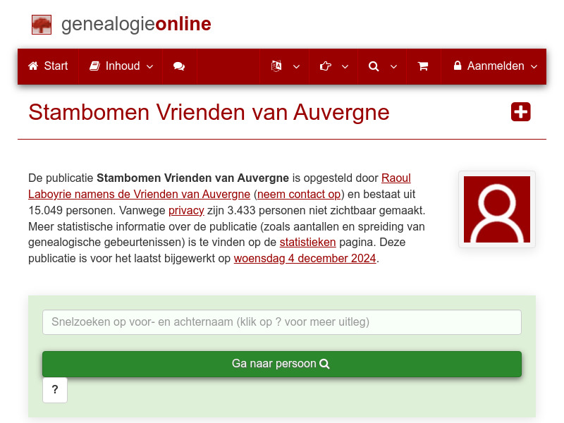 Screenshot van website