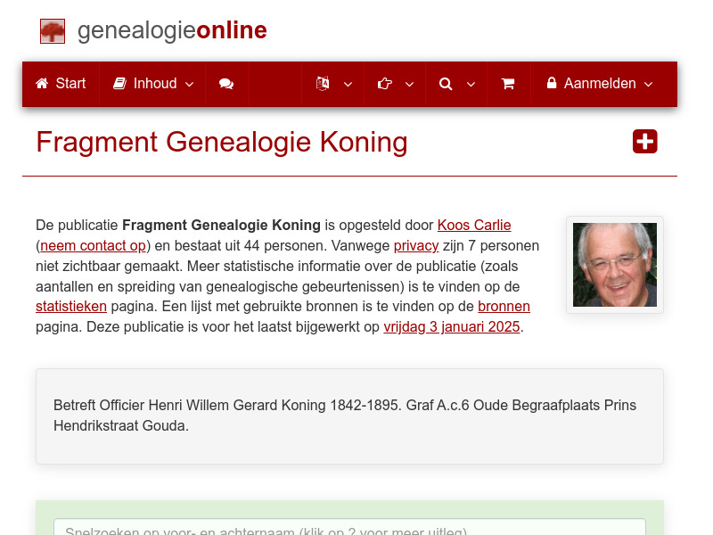 Screenshot van website