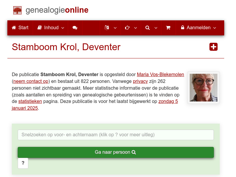 Screenshot van website