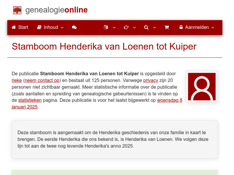 Screenshot van website