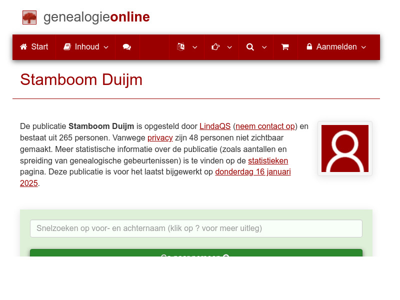 Screenshot van website