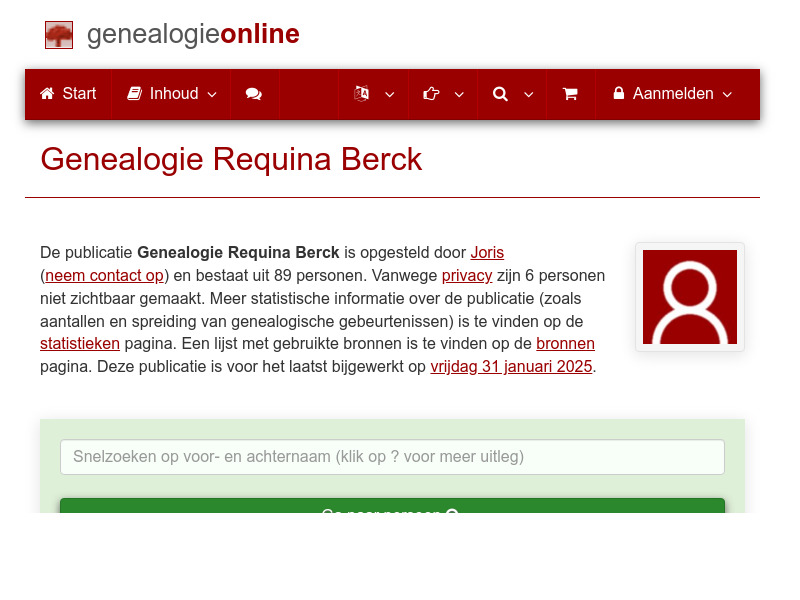 Screenshot van website