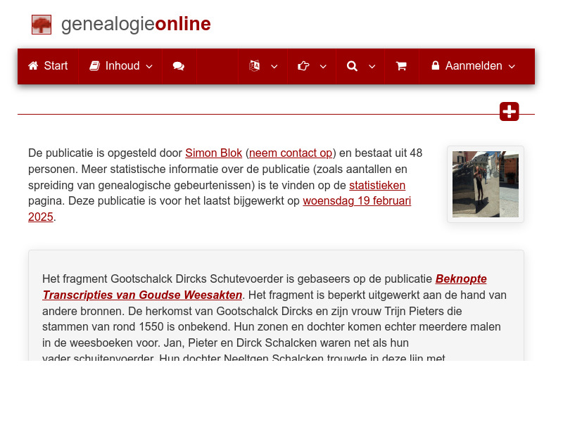 Screenshot van website