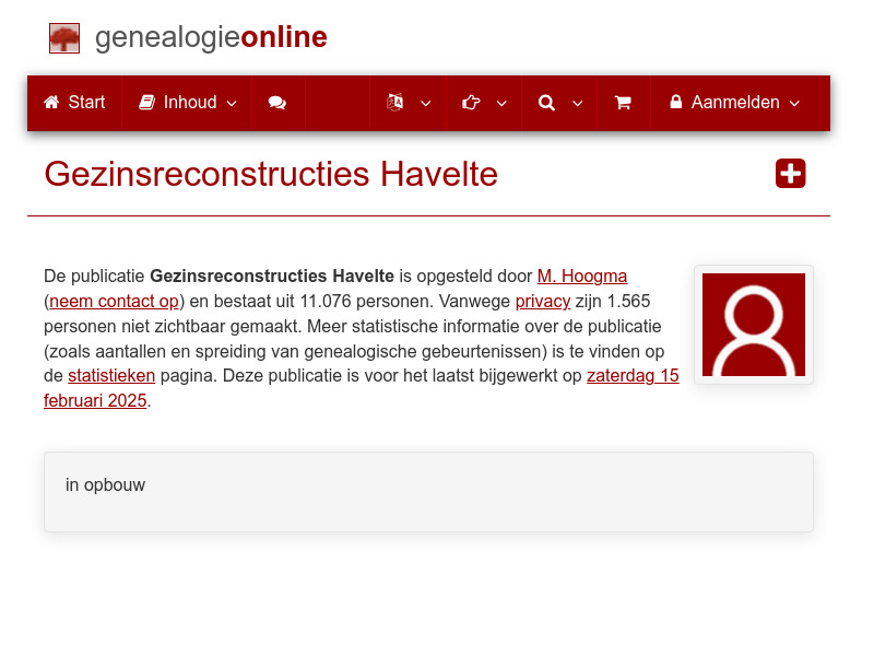 Screenshot van website