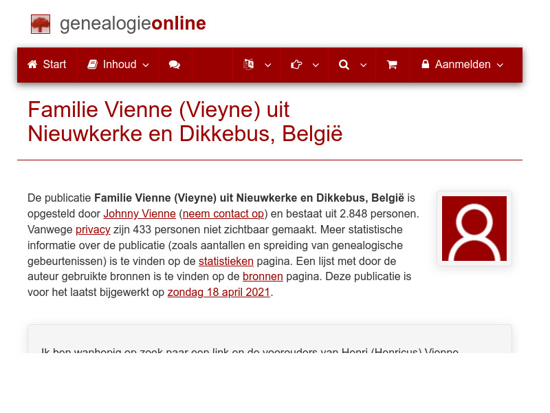 Screenshot van website