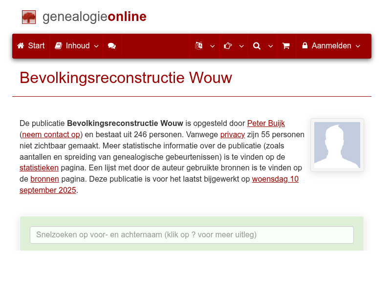 Screenshot van website