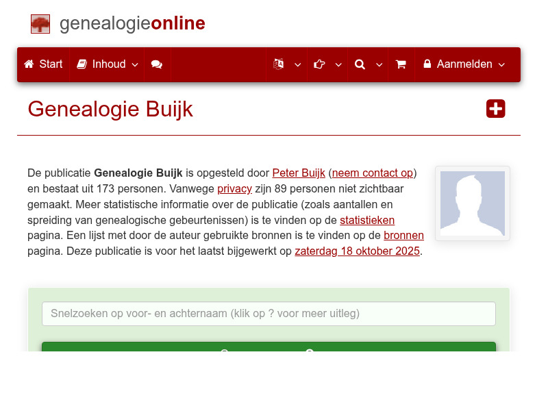 Screenshot van website