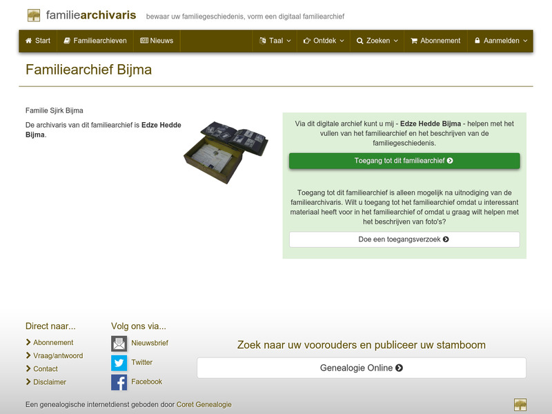 Screenshot van website