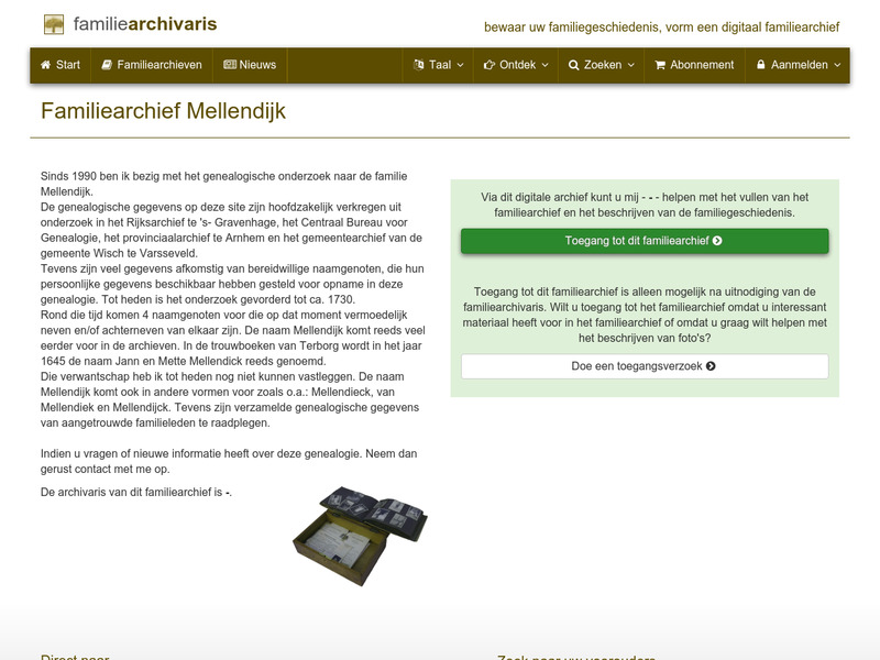 Screenshot van website