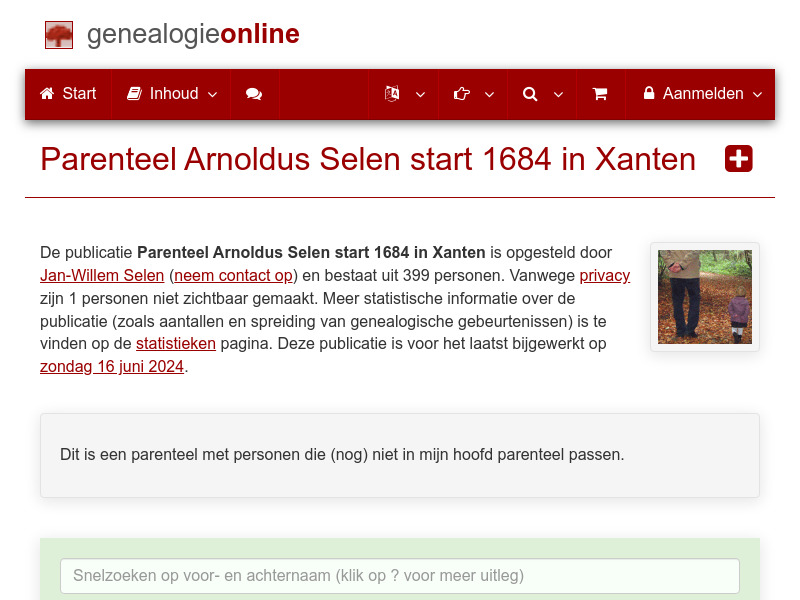 Screenshot van website