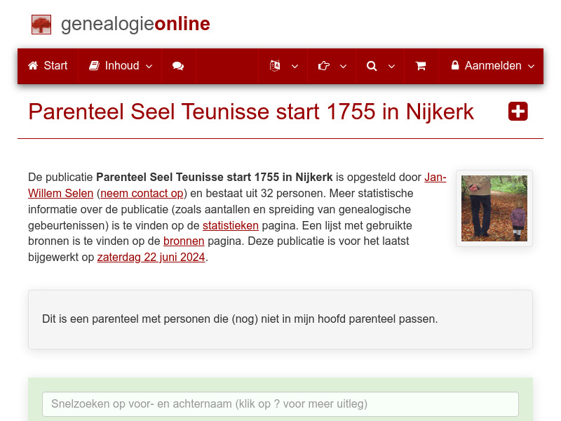 Screenshot van website