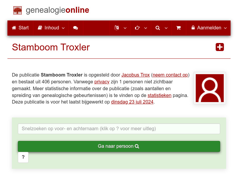 Screenshot van website