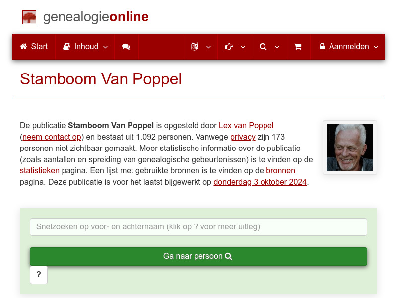 Screenshot van website