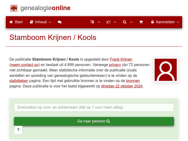 Screenshot van website