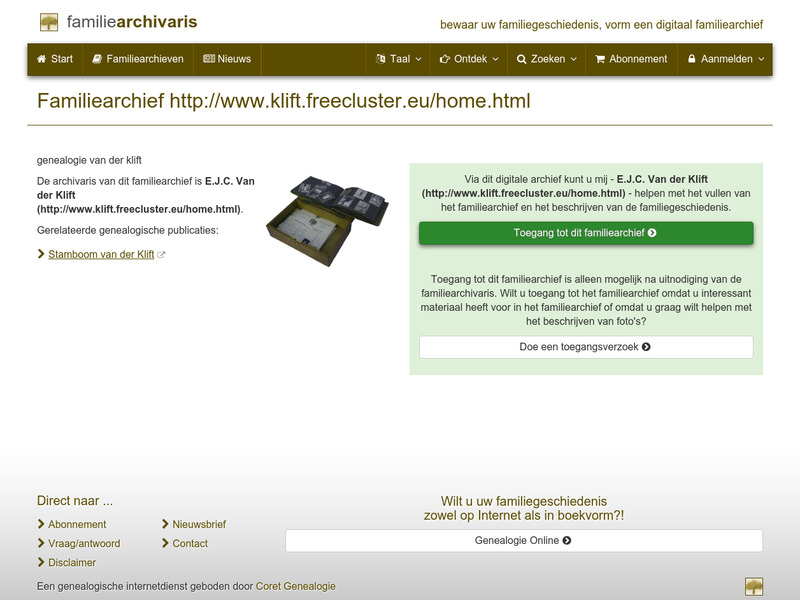 Screenshot van website