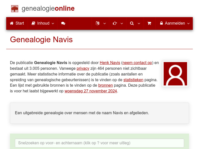 Screenshot van website