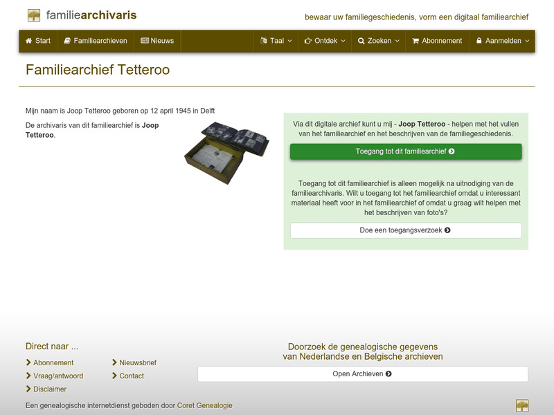 Screenshot van website