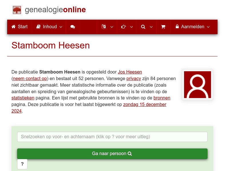 Screenshot van website